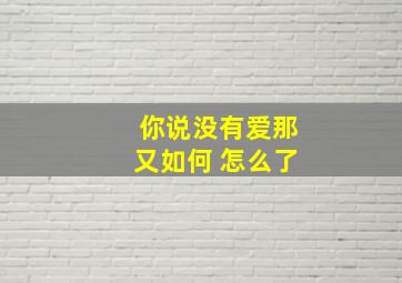 你说没有爱那又如何 怎么了